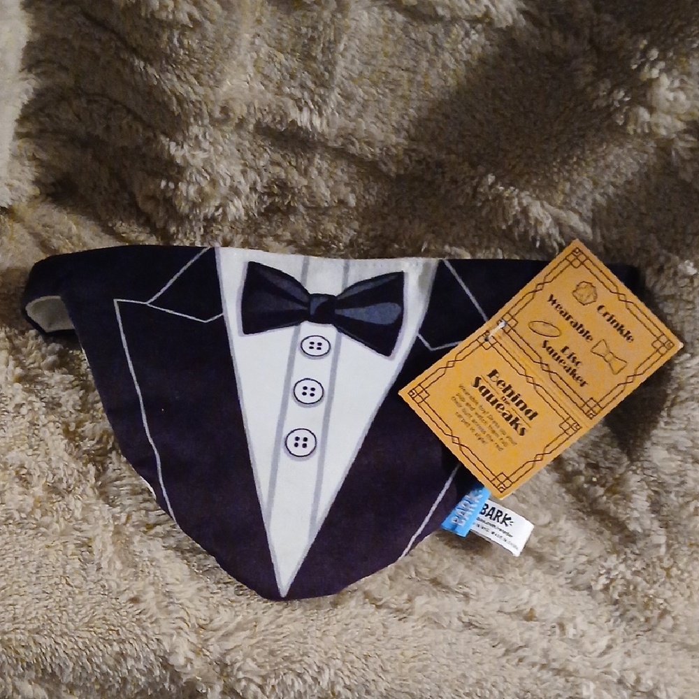 Tuxedo Dog Bandana Revirseable Squeeky Toy To. Beep Beep